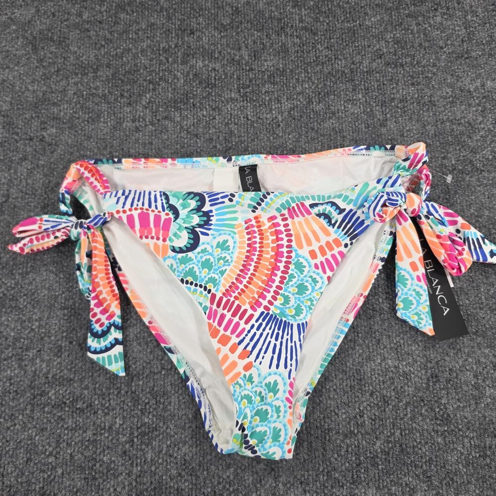 La Blanca Women Size 14 Multicolor Side Tie Bikini Bottom Swimwear Tropical